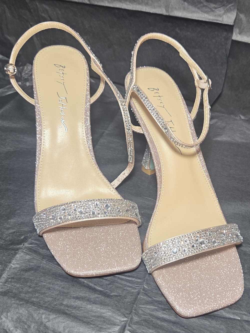 Betsey Johnson Blush Pink Glitter Crystal-Embellished Heels - Picture 5 of 10